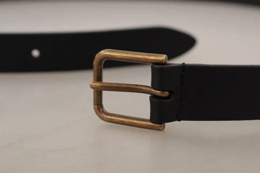 Dolce & Gabbana Zwarte kalfsleren riem met gegraveerd logo en metalen gesp Black Unisex - Foto 7