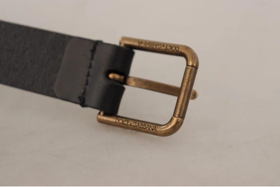 Dolce & Gabbana Zwarte leren riem met metalen gesp Black Heren