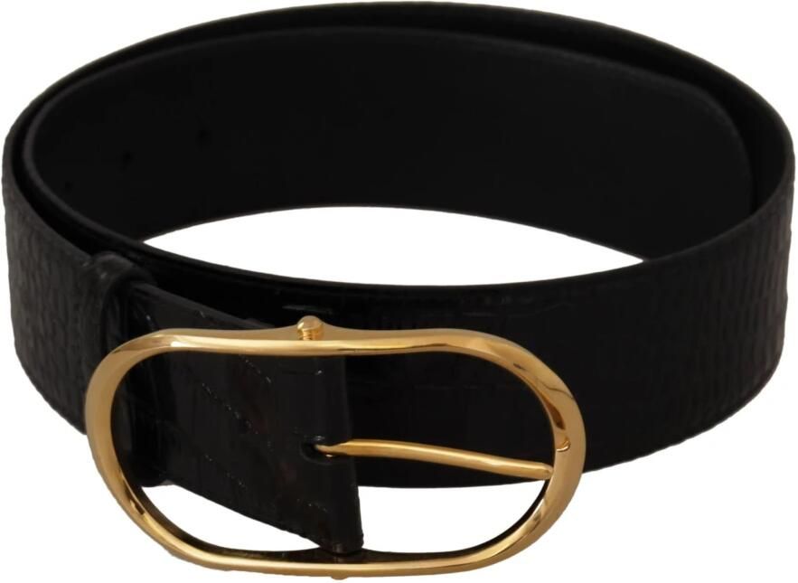 Dolce & Gabbana Zwart Geëmbosseerd Leren Goudkleurige Metalen Gesp Riem voor Vrouwen Black Unisex - Foto 3