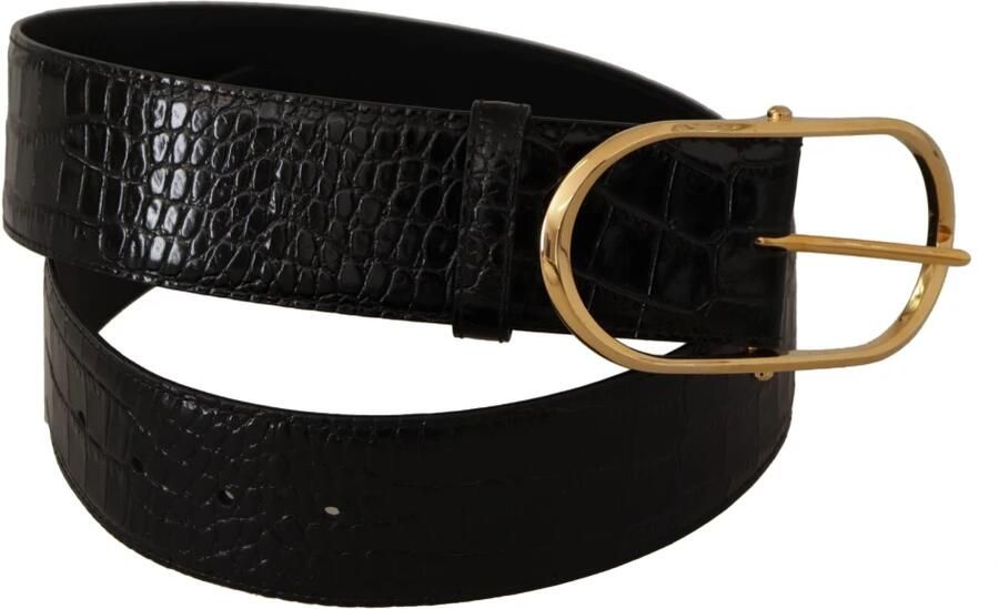 Dolce & Gabbana Zwart Geëmbosseerd Leren Goudkleurige Metalen Gesp Riem voor Vrouwen Black Unisex - Foto 2