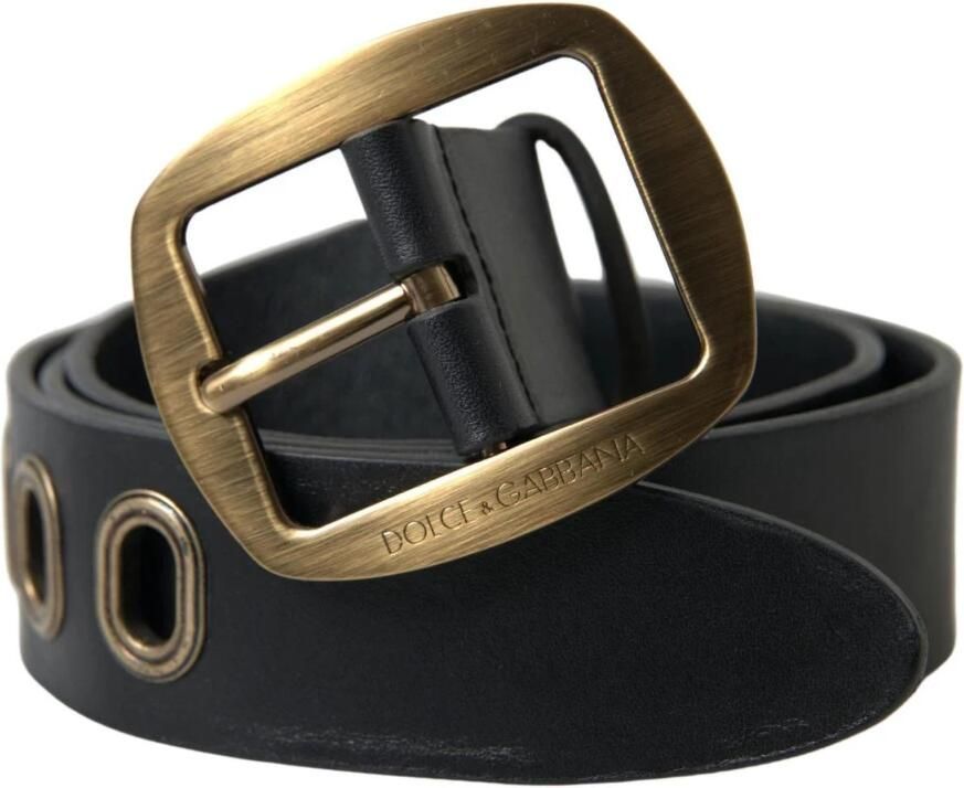Dolce & Gabbana Smalle Italiaanse leren riem met metalen gesp Black Heren - Foto 4
