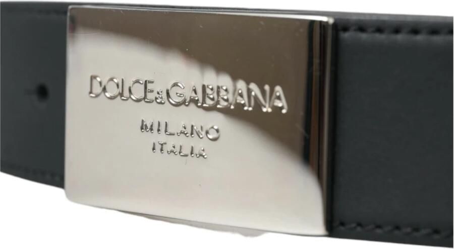 Dolce & Gabbana Antieke Logo Gesp Leren Riem Black Heren - Foto 4