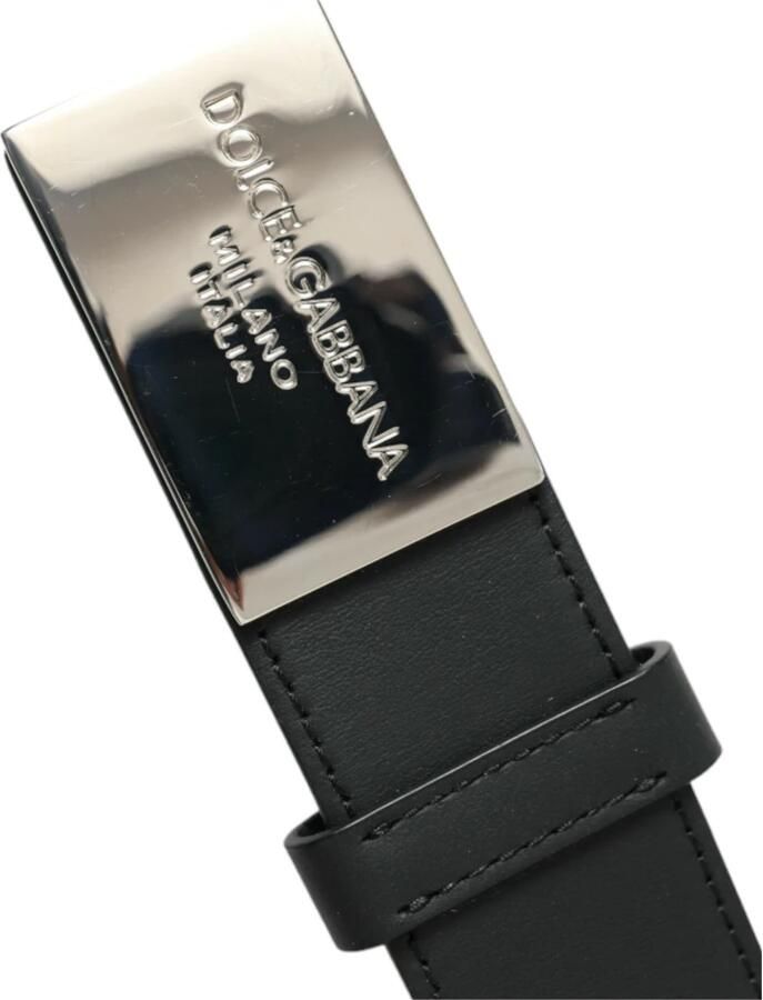 Dolce & Gabbana Antieke Logo Gesp Leren Riem Black Heren