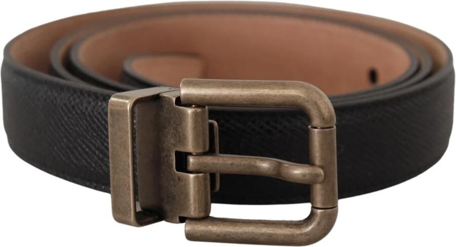 Dolce & Gabbana Zwarte kalfsleren riem met gegraveerd logo en metalen gesp Black Unisex - Foto 11