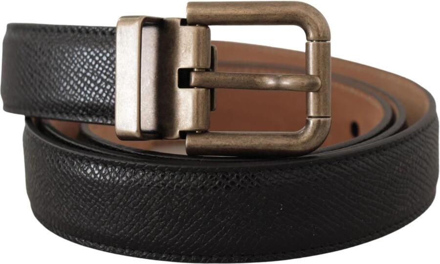 Dolce & Gabbana Zwarte kalfsleren riem met gegraveerd logo en metalen gesp Black Unisex - Foto 10