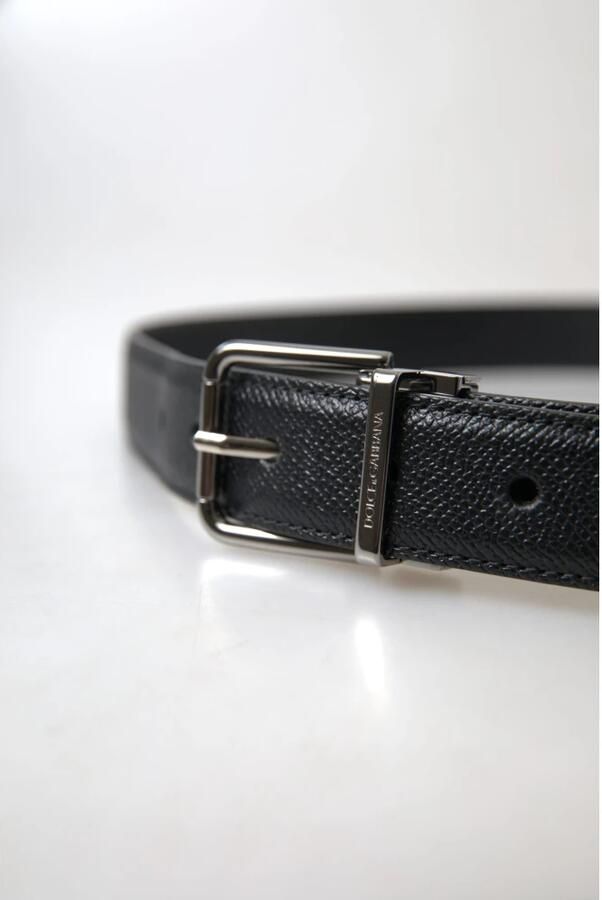 Dolce & Gabbana Elegante Zwarte Leren Riem Black Heren
