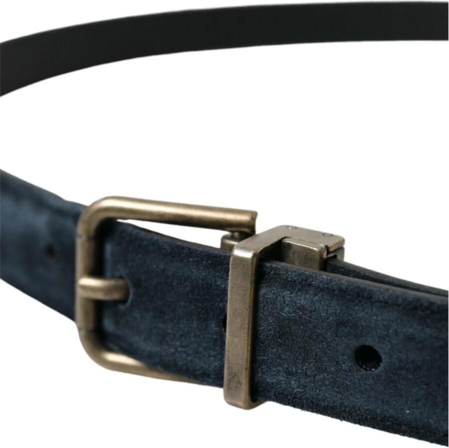 Dolce & Gabbana Blauwe leren riem met metalen gesp Blue Heren
