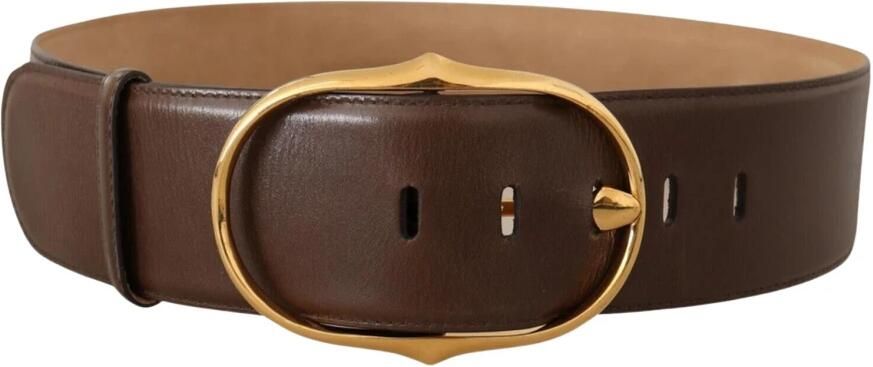 Dolce & Gabbana Bruin Leren Goudkleurig Metalen Ovaal Gesp Riem Brown Dames - Foto 3