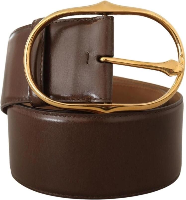 Dolce & Gabbana Bruin Leren Goudkleurig Metalen Ovaal Gesp Riem Brown Dames