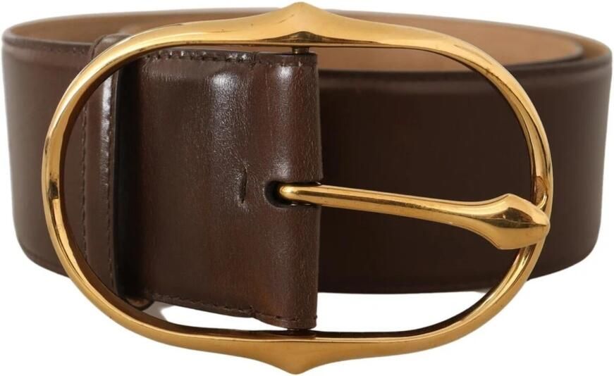 Dolce & Gabbana Bruin Leren Goudkleurig Metalen Ovaal Gesp Riem Brown Dames - Foto 2