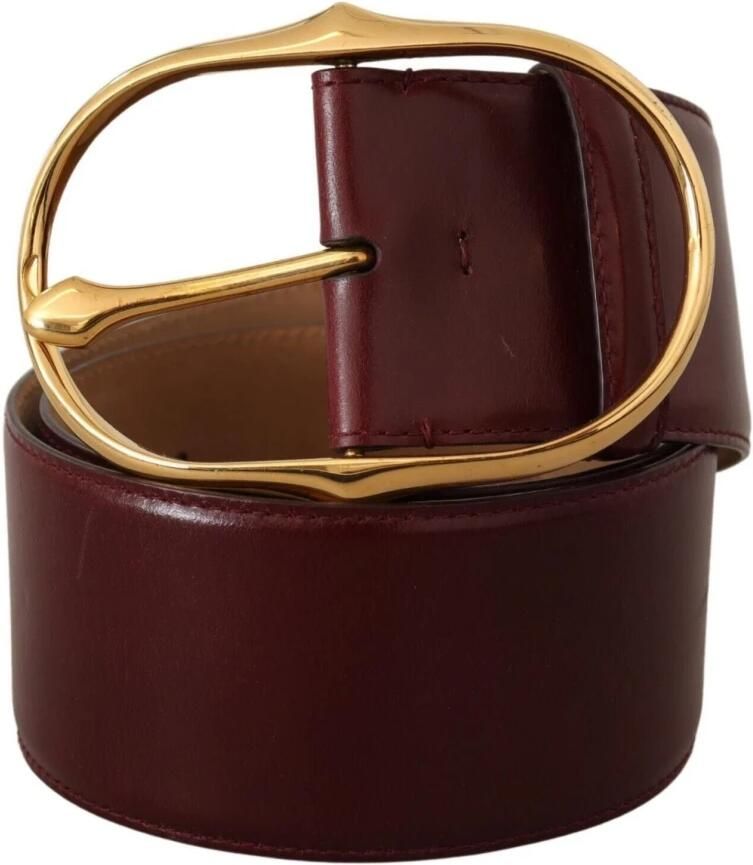 Dolce & Gabbana Donkerbruine Leren Riem met Gouden Ovaal Gesp Brown Dames