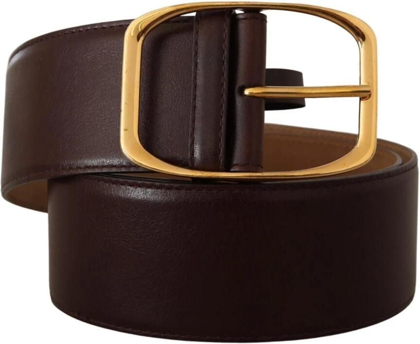 Dolce & Gabbana Donkerbruin Leren Goudkleurige Metalen Gesp Riem Italiaanse Stijl Brown Dames