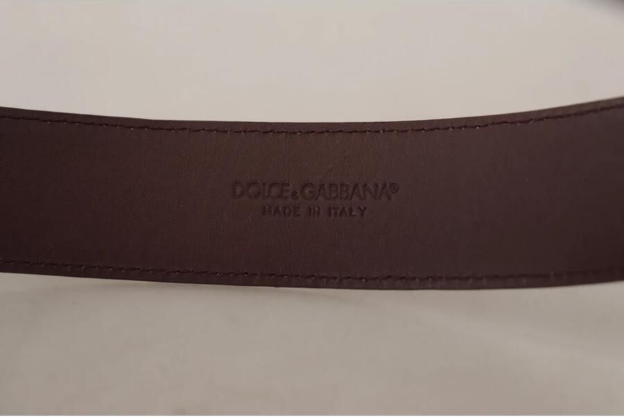 Dolce & Gabbana Maroon Breed Logo Gegraveerde Gesp Riem Brown - Foto 4