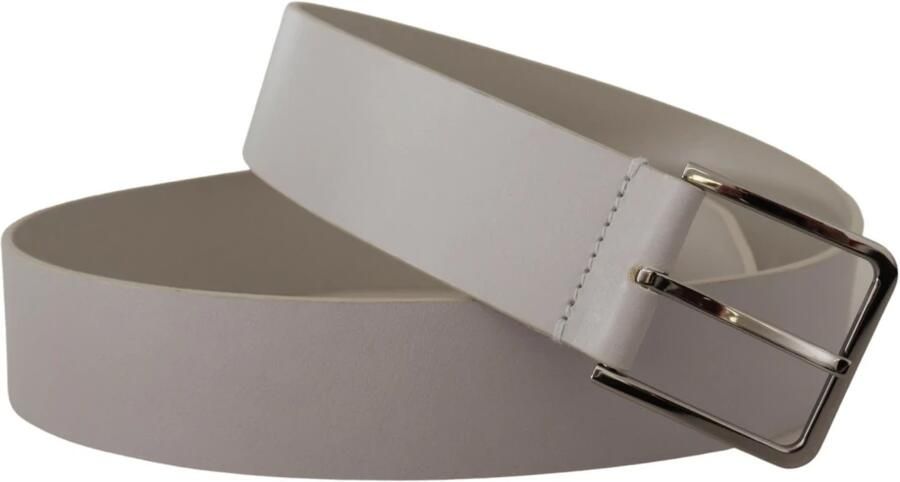 Dolce & Gabbana Zwarte kalfsleren riem met brede zilveren metalen gesp Black Unisex