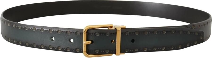 Dolce & Gabbana Groen Geperforeerd Leren Riem met Messing Metaal Green Heren - Foto 2