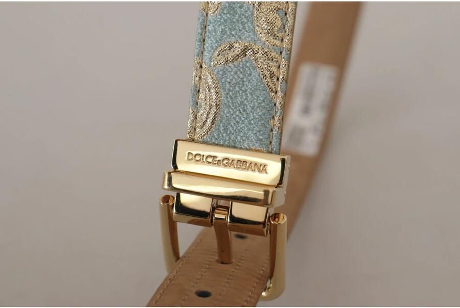 Dolce & Gabbana Blauw Leren Jacquard Geëmbosseerde Riem Multicolor Dames