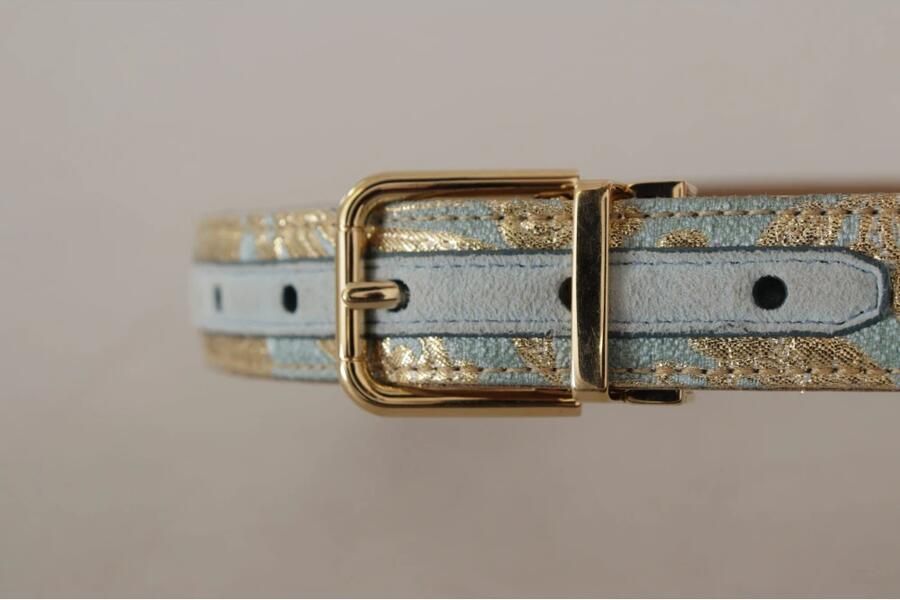 Dolce & Gabbana Blauw Leren Jacquard Geëmbosseerde Riem Multicolor Dames - Foto 3