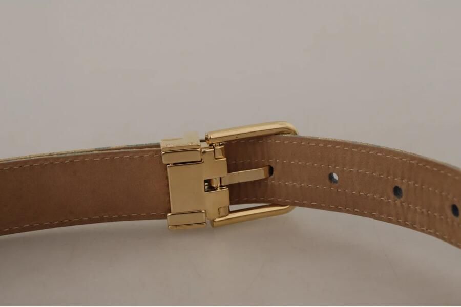 Dolce & Gabbana Blauw Leren Jacquard Geëmbosseerde Riem Multicolor Dames - Foto 4