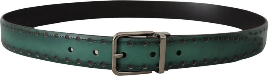 Dolce & Gabbana Groen Giotto Leren Zilveren Metalen Gesp Riem Green Heren - Foto 2