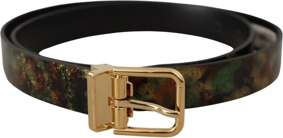Dolce & Gabbana Zwart Groen Leren Bronzen Metalen Gesp Riem Stijlvol en veelzijdig Green Heren - Foto 3