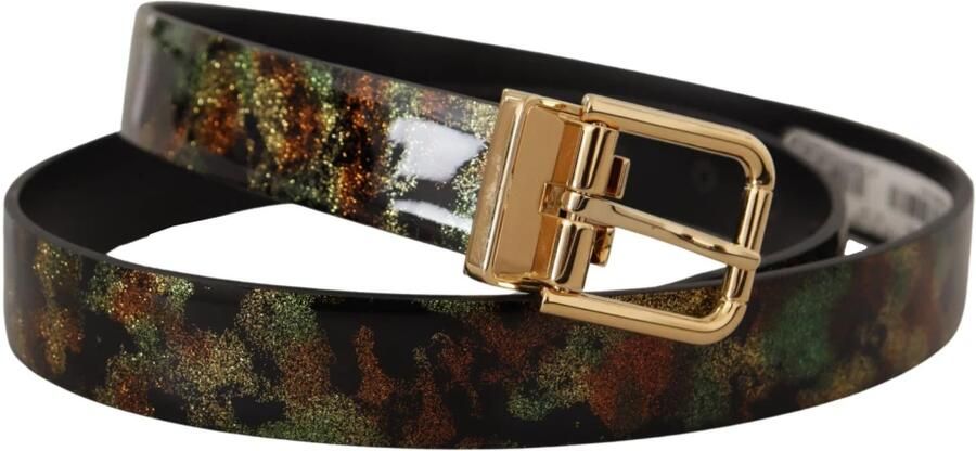 Dolce & Gabbana Zwart Groen Leren Bronzen Metalen Gesp Riem Stijlvol en veelzijdig Green Heren