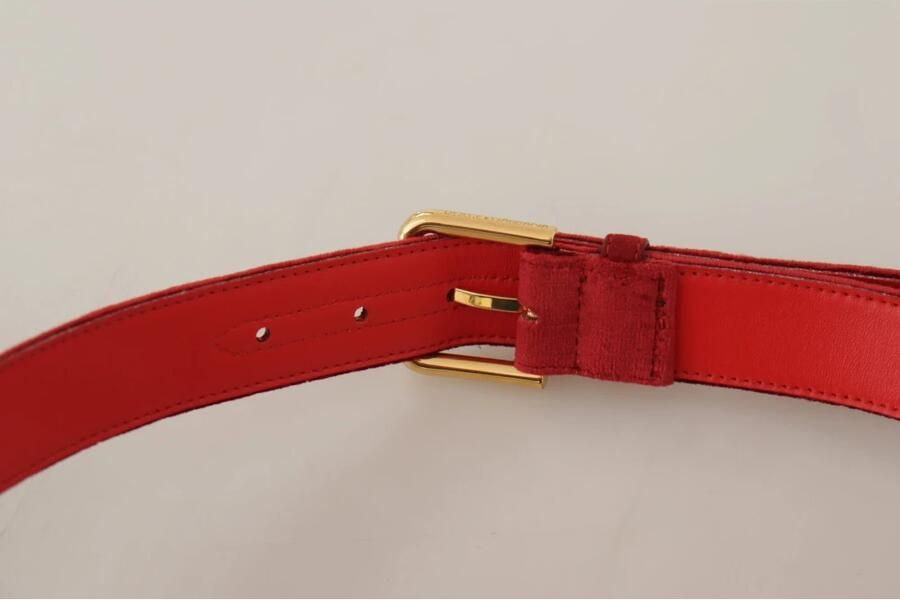 Dolce & Gabbana Echt Suède Riem met Gegraveerde Logogesp Rood Dames
