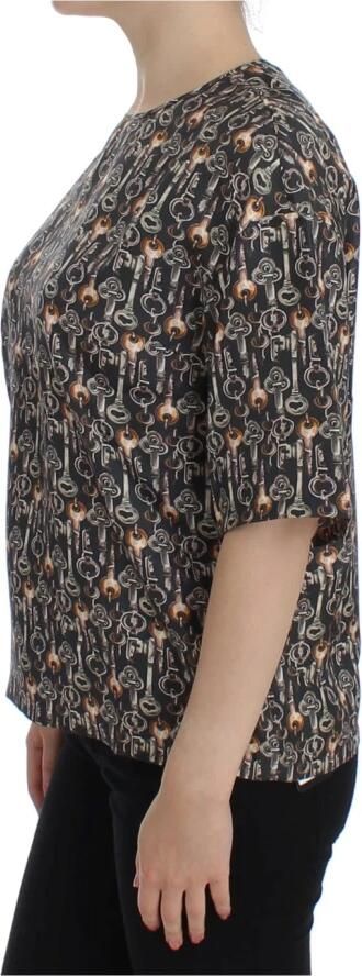 Dolce & Gabbana Betoverende Sicilië Zijden Blouse met Middeleeuwse Sleutelprint Multicolor Dames - Foto 7