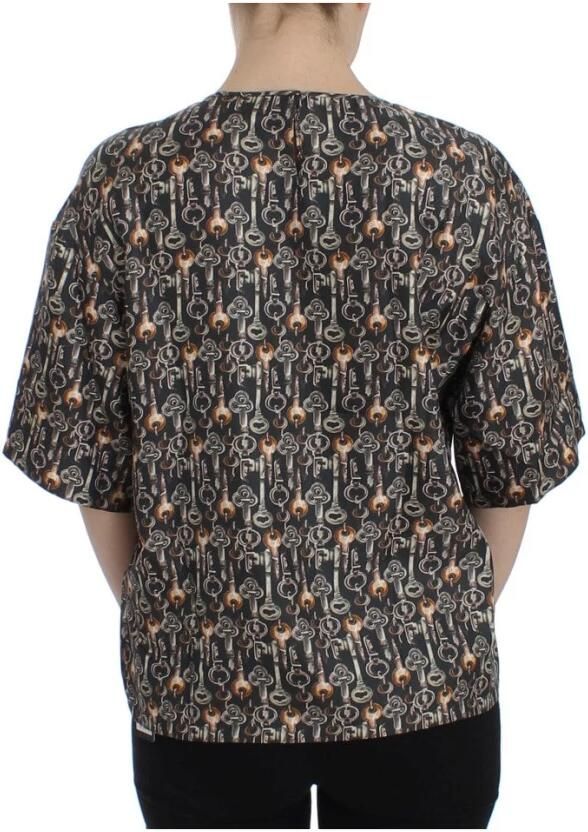 Dolce & Gabbana Betoverende Sicilië Zijden Blouse met Middeleeuwse Sleutelprint Multicolor Dames - Foto 4