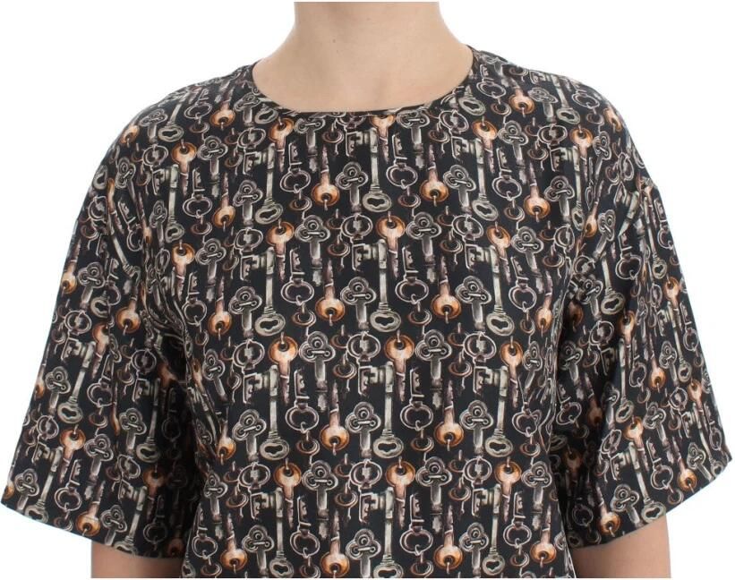 Dolce & Gabbana Betoverende Sicilië Zijden Blouse met Middeleeuwse Sleutelprint Multicolor Dames - Foto 3