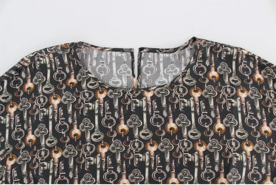 Dolce & Gabbana Betoverende Sicilië Zijden Blouse met Middeleeuwse Sleutelprint Multicolor Dames - Foto 2