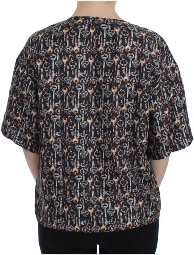 Dolce & Gabbana Betoverde Sicilië Zijden Blouse met Sleutelprint Multicolor Dames - Foto 4