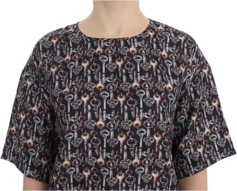 Dolce & Gabbana Betoverde Sicilië Zijden Blouse met Sleutelprint Multicolor Dames