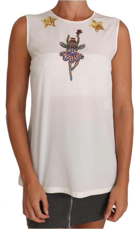 Dolce & Gabbana Betoverde zijden blouse met kristalversieringen White Dames - Foto 5