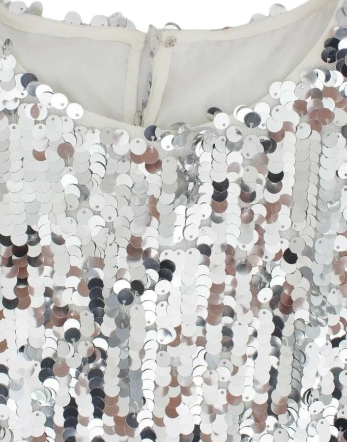 Dolce & Gabbana Zilveren Pailletten Crewneck Blouse T-shirt Top Gray Dames - Foto 1