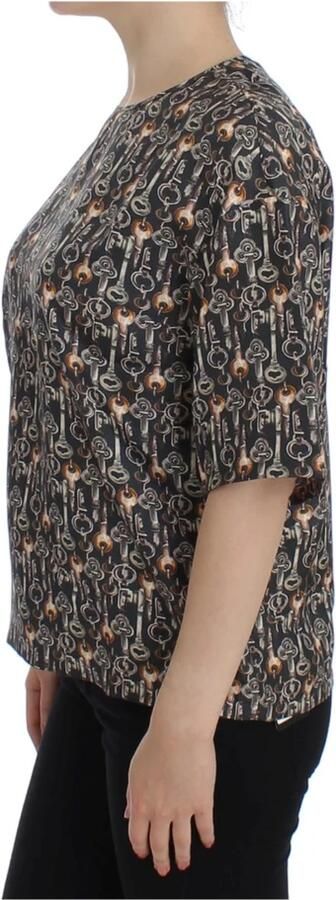 Dolce & Gabbana Betoverende Sicilië Zijden Blouse met Middeleeuwse Sleutelprint Multicolor Dames - Foto 7