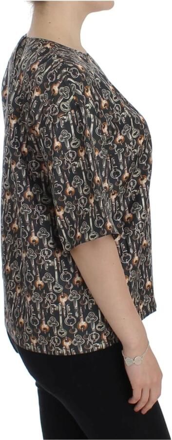 Dolce & Gabbana Betoverende Sicilië Zijden Blouse met Middeleeuwse Sleutelprint Multicolor Dames - Foto 5