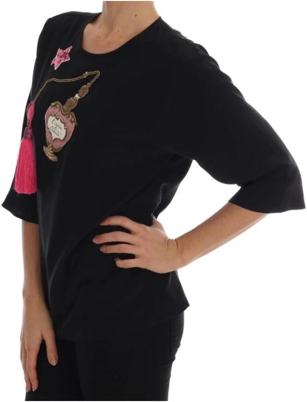 Dolce & Gabbana Betoverende Sprookjesachtige Zijden Blouse Black Dames - Foto 5