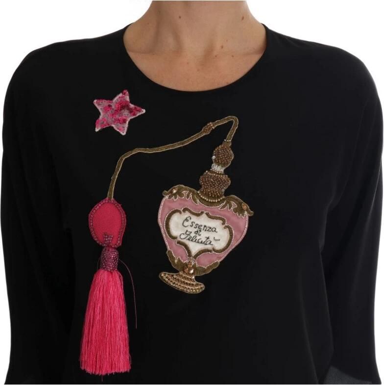 Dolce & Gabbana Betoverende Sprookjesachtige Zijden Blouse Black Dames