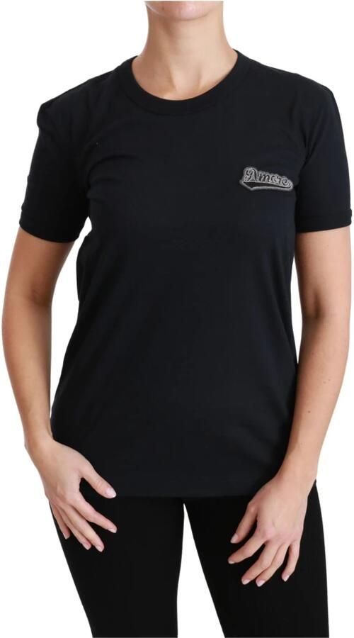 Dolce & Gabbana Blauwe Amore Patch Crewneck Katoenen Top T-shirt Blue Dames - Foto 3