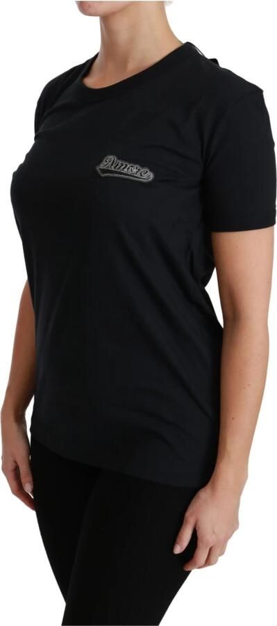 Dolce & Gabbana Blauwe Amore Patch Crewneck Katoenen Top T-shirt Blue Dames - Foto 5