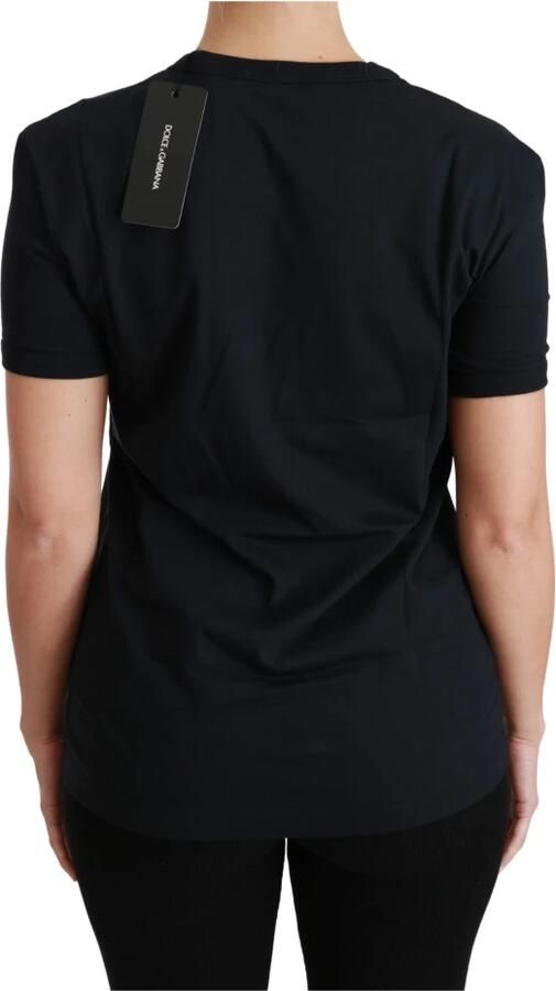 Dolce & Gabbana Blauwe Amore Patch Crewneck Katoenen Top T-shirt Blue Dames - Foto 2