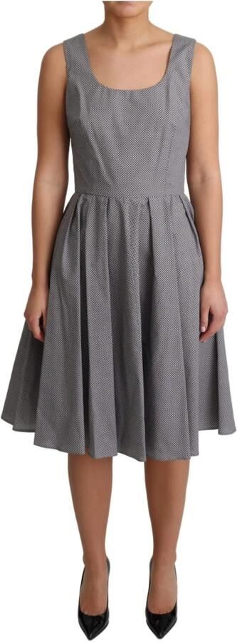 Dolce & Gabbana Blauw Beige Geometrisch Katoenen A-Lijn Jurk Gray Dames - Foto 5