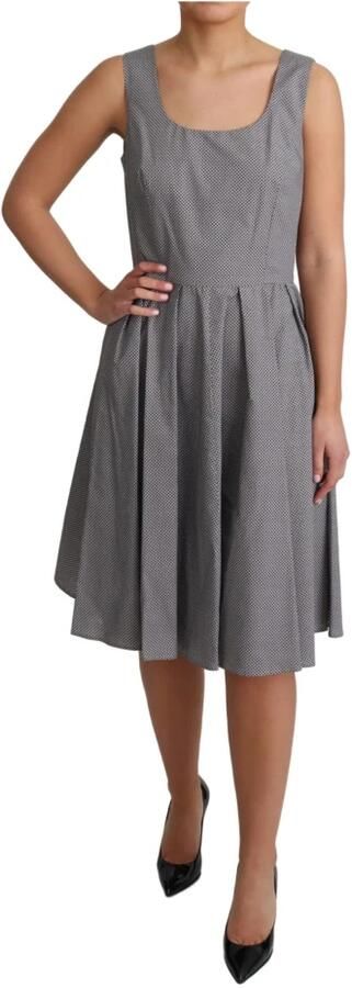 Dolce & Gabbana Blauw Beige Geometrisch Katoenen A-Lijn Jurk Gray Dames - Foto 2