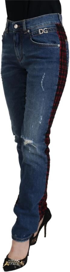 Dolce & Gabbana Blauw geruit achterkant Skinny Denim Jeans Blue Dames - Foto 6