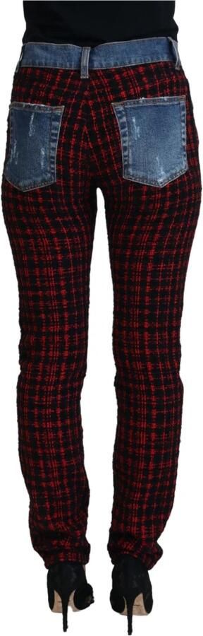 Dolce & Gabbana Blauw geruit achterkant Skinny Denim Jeans Blue Dames - Foto 5