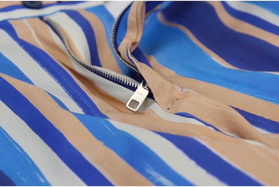 Dolce & Gabbana Blauw Gestreepte Zijden Katoenen Slim Broek Blauw Heren