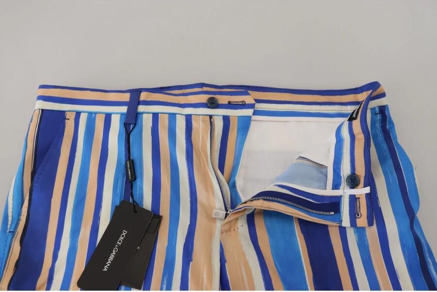 Dolce & Gabbana Blauw Gestreepte Zijden Katoenen Slim Broek Blauw Heren - Foto 4