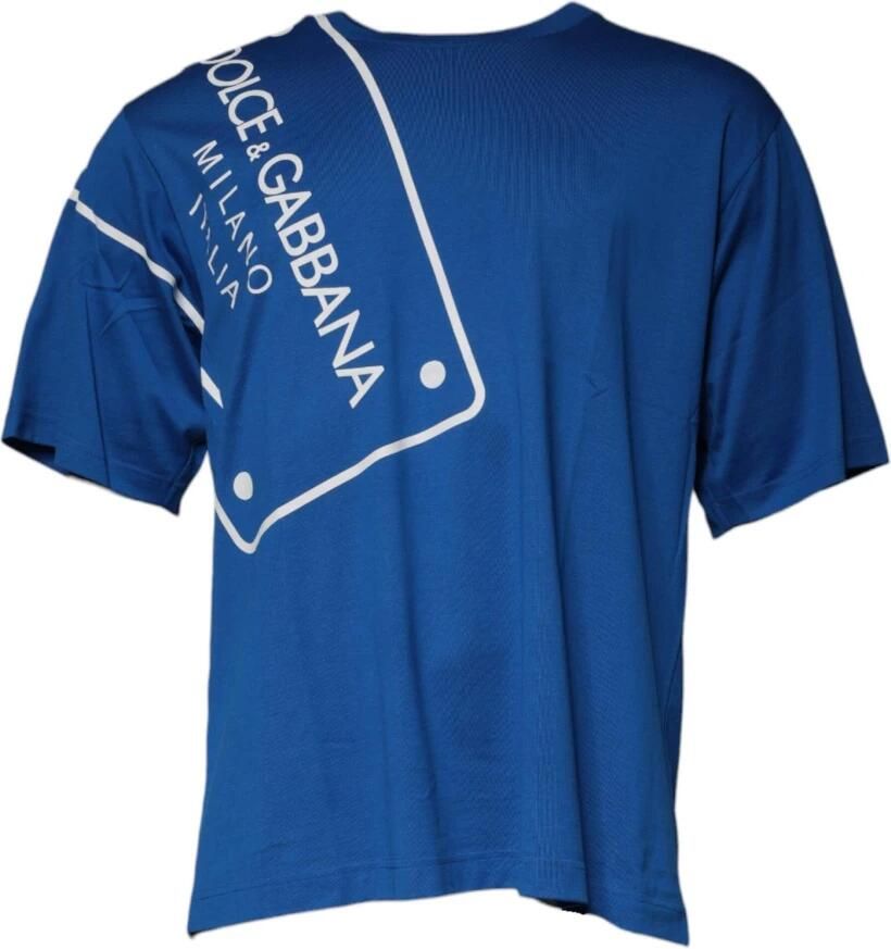 Dolce & Gabbana Blauw Katoenen Crew Neck T-shirt Blue Heren