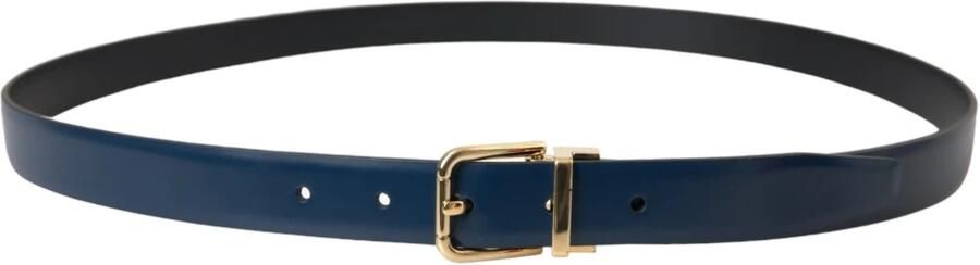 Dolce & Gabbana Blauw Lederen Gouden Gesp Riem Mannen Blue Heren - Foto 9