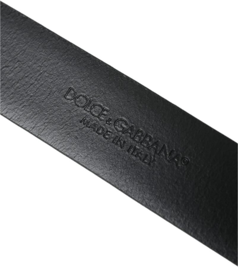 Dolce & Gabbana Blauw Lederen Gouden Gesp Riem Mannen Blue Heren